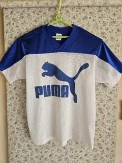 PUMA メッシュシャツ 青/白 半袖