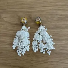レースタッセルピアス　ドライフラワー