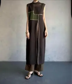 【美品】アンジェム　ロングニットチュニック　ブラウン