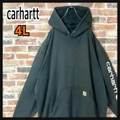 《人気》カーハート　carhartt パーカー　アームロゴ付き　4L ブラック