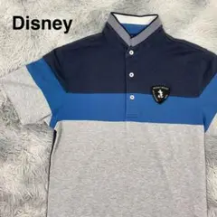 Disney ポロシャツ ネイビー× ブルー ×グレー