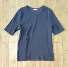 GU 黒 半袖 リブクルーネックTシャツＭ