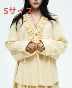 H&M ラッフルチュニック　ペールイエロー　S