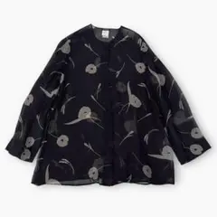 【美品】ジョルジオアルマーニ　花柄シアー シャツ ブラウス　ノーカラー　ゆったり