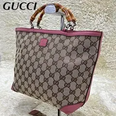 【GUCCI】小さめトートバッグ チルドレン GGキャンバス バンブー