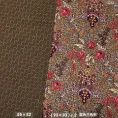 1244 プリント 生地 2枚セット モスグリーン系 パッチワーク