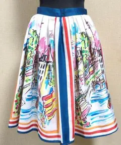 【美品】Chrry Ann 絵画プリントスカート