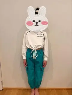 ダンス　上下セット　トップス　グリーンカーゴパンツ