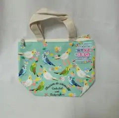 保冷保温 ミニランチバッグ ミニトート可愛い インコ 小鳥柄