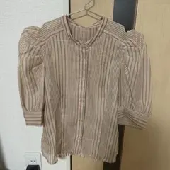 ココディール　cocodeal シアーストライプパフスリーブブラウス