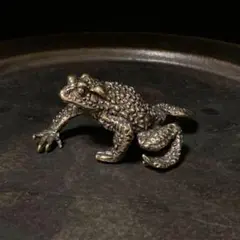 03 真鍮 置物 カエル かえる 蛙 ビンテージ 風水 開運 金運 グッズ イボ