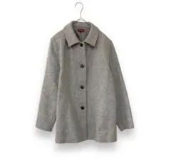 サンパティック　ツイードステンカラーコート　ウール混　レディース　L　美品