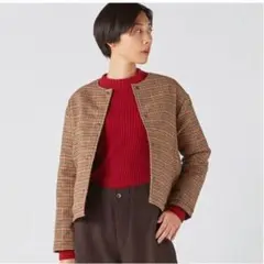LAVENHAM ラベンハム スタストン STUSTON チェック ノーカラー