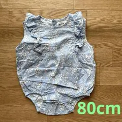 ペアマノン花柄ロンパース 80cm