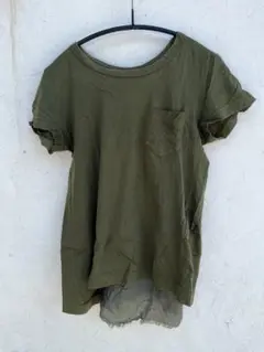 sacai サカイ 定番バックサテン地切り替えTシャツ（カーキ）