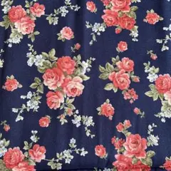 ネイビー花柄生地 約110cm x 100cm