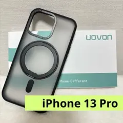 iPhone 13 Pro ケース ブラック シンプル リング 黒 カバー