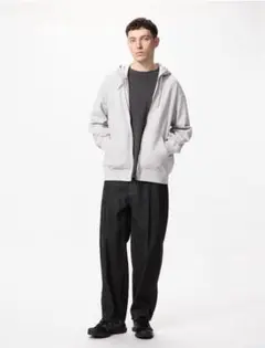 【美品】ユニクロ UNIQLO ワイドテーパードジーンズ ブラック Lサイズ