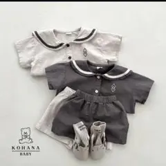 KONANA BABYモノトーン/セーラー襟/セットアップ/グレー