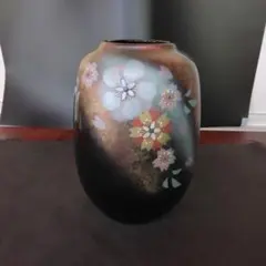 九谷焼　近藤満作　彩釉　線文花生　花瓶　共箱  V　R4208 九谷焼 近藤満作 彩釉 線文花生 花瓶 共箱 V R4208