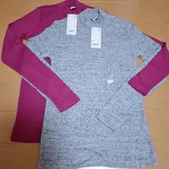 【新品未使用】ユニクロ リブハイネックT 長袖 2色セット Sサイズ
