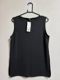 新品未使用 ユニクロ UNIQLO クレープジャージーノースリーブ M ブラック