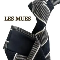 LES MUES ネイビー ブルー　ストライプ レジメンタルタイ　メンズネクタイ