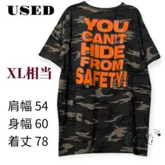 USED 迷彩柄 バックプリントTシャツ XL相当
