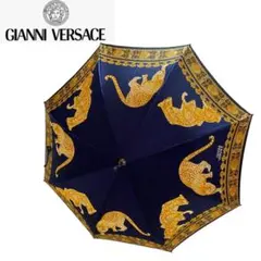 人気! ヒョウ柄 ヴェルサーチ 長傘 紺 ネイビー ゴールド VERSACE