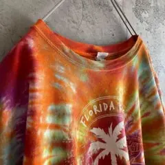 ギルダン 古着 タイダイ柄 ヤシの木 Tシャツ 半袖 両面プリント XL