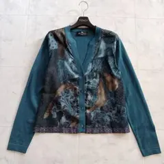 美品✨ETRO エトロ シルク カーディガン 花柄 グリーン 大きいサイズ44