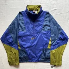 〜90s OLD NIKE 銀タグ ロゴ刺繍 ツギハギ ハーフジップ アノラック