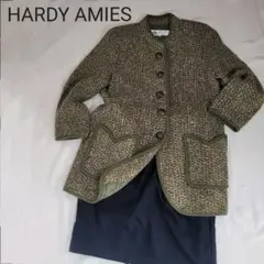 希少 HARDY AMIES ウール混 ジャケット レトロ マルチカラー M