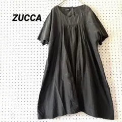 美品 ズッカ ZUCCA ブラック 半袖 フレアワンピース シルク混 ゆったり