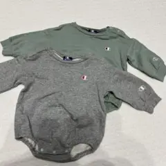 Champion ロンパース 70-80 グレー グリーン 2色セット