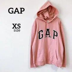 GAP＊ギャップ【XS】プルオーバーパーカー 裏起毛 ピンク ビッグロゴ 秋冬