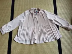 新品　プリーツ　ブラウス　長袖シャツ　LL ピンク