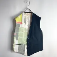 OLD 00s 左右 切替 アシンメトリー アート ジレ ベスト sample