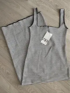 ZARA ストレッチ　ニットワンピース　ストライプ