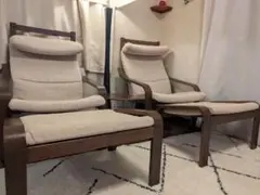 イケア　ポエング　2個セットオットマン付き　⚠直接取引希望⚠