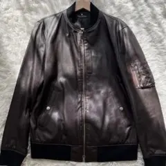 【美品】ナノユニバース シングルライダースジャケット ブラック サイズL 黒タグ