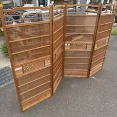 アンティーク 透かし彫 簾屏風 パーテーション 衝立 昭和レトロ