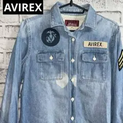 AVIREX デニムワッペン 長袖 ライトブルー