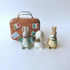 ミニチュア うさぎオブジェ ブリキトランク インテリア ナチュラルキッチン