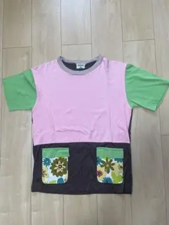 NIRAME.CO カラフルなフラワー柄ポケットTシャツ