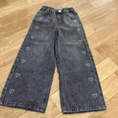 サイドハートデニムワイドパンツ