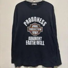 XL メンズ　黒 プリント ロングスリーブカットソー