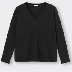 GU ソフトリッチVネックセーター ブラック