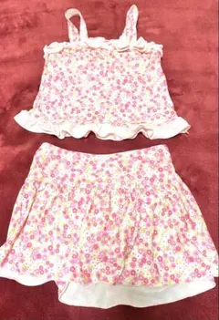 花柄セパレート水着 女の子用 ピンク系 120