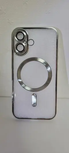 ★新品　iPhone16ケース　シルバーMagSafe対応耐衝撃クリアケース